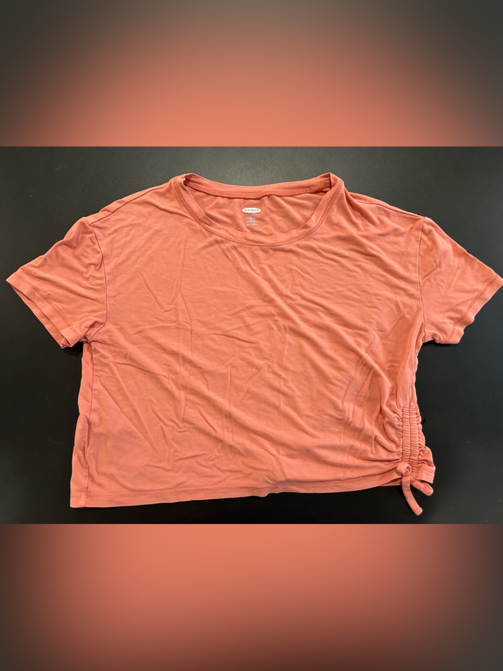 Old Navy Coral Side-Tie Cropped Tee